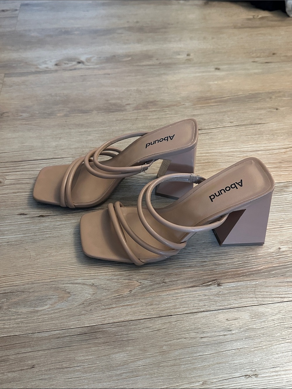 Abound Blush Tan Strappy Block Heel Mules